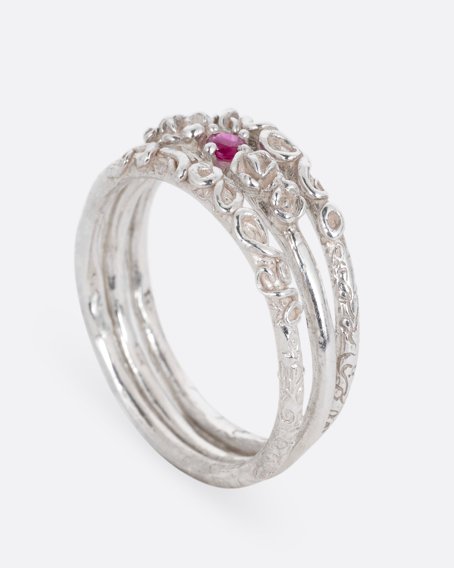 Rosary Stack Ruby Ring