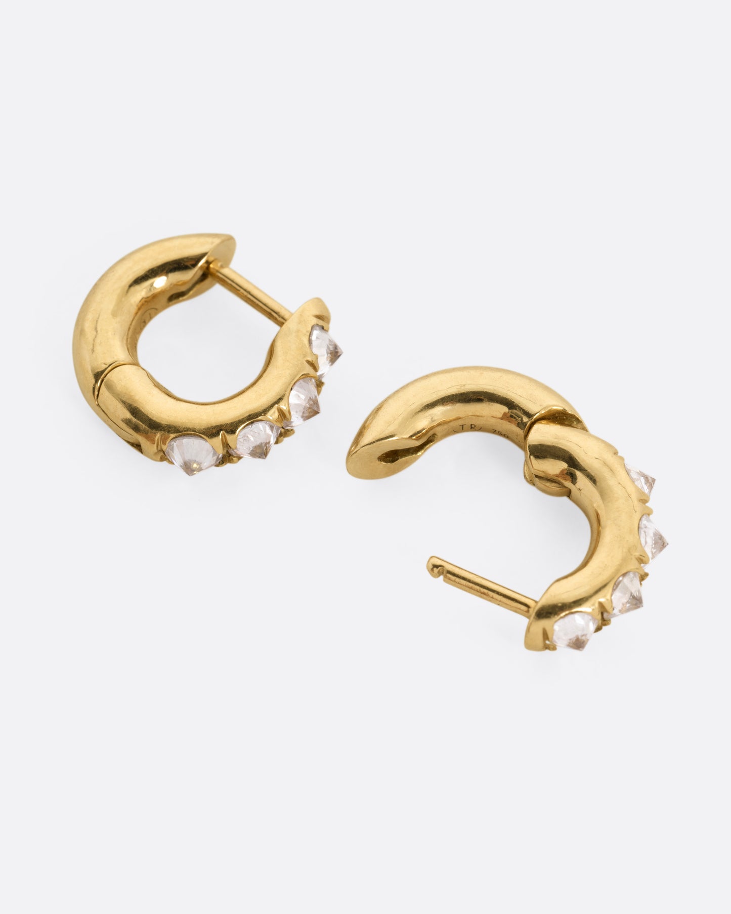 Chunky Barbed Diamond Huggie Hoop Earrings