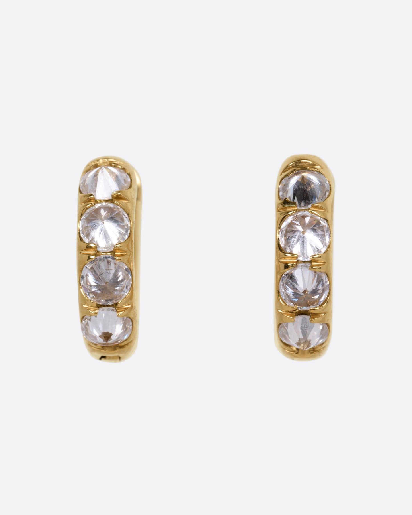 Chunky Barbed Diamond Huggie Hoop Earrings
