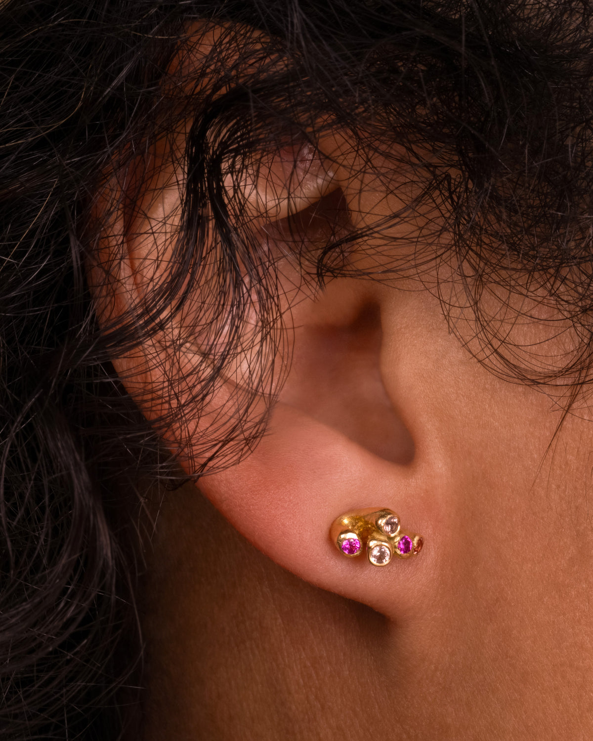 Sapphire Sea Anemone Cluster Stud Earrings