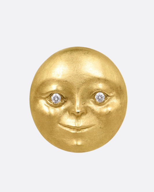 Diamond Moonface Stud Earring