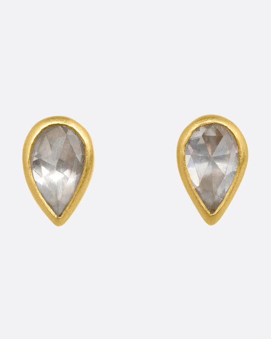 Tear Drop Diamond Stud Earrings