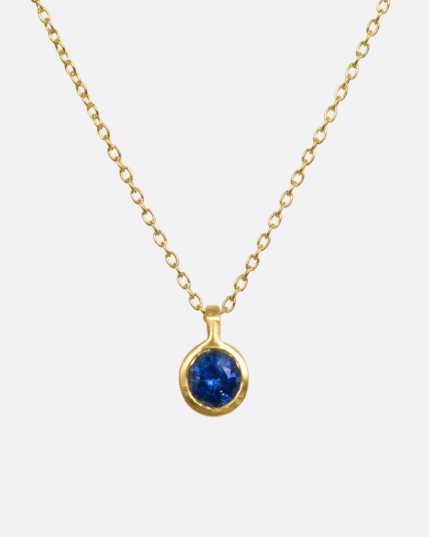 Round Blue Sapphire Necklace