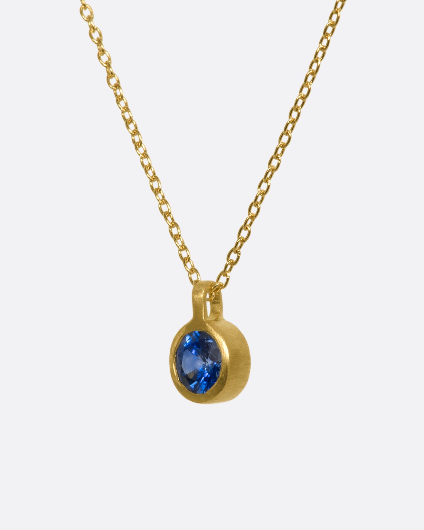 Round Blue Sapphire Necklace