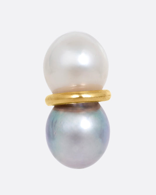 Twin Pearl Stud Earring - Large