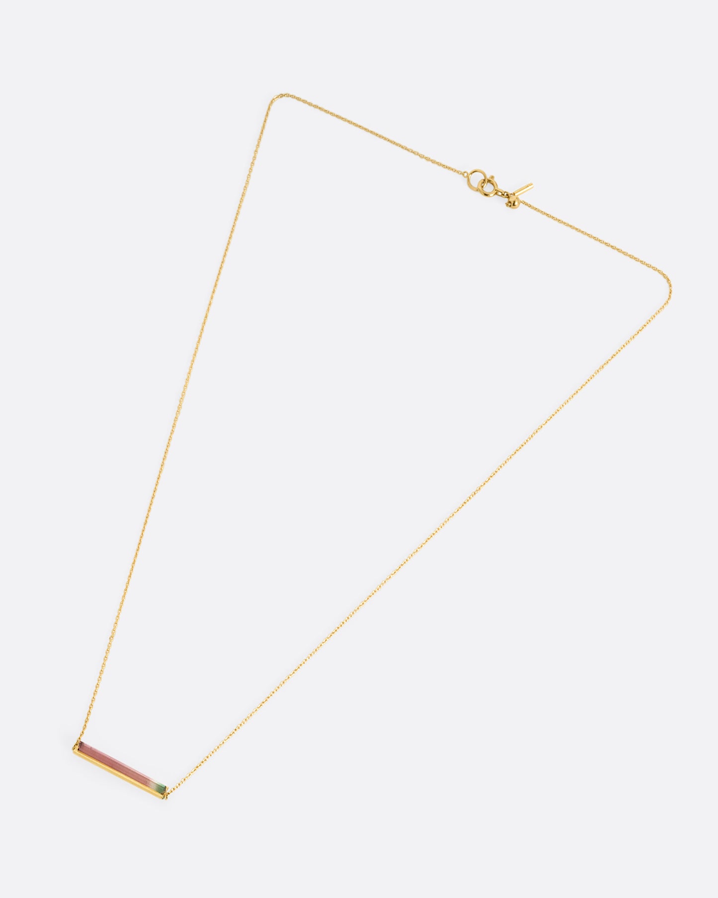 Watermelon Tourmaline Gold Band Necklace