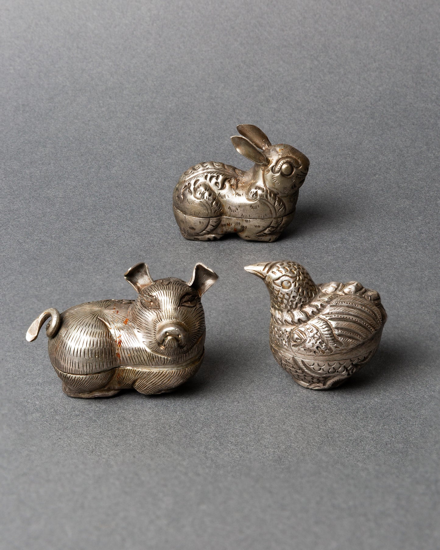 Thai Silver Pig Betel Nut Box
