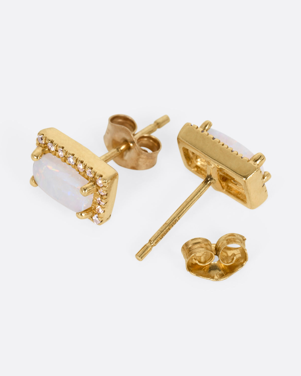 Opal and Diamond Stud Earrings