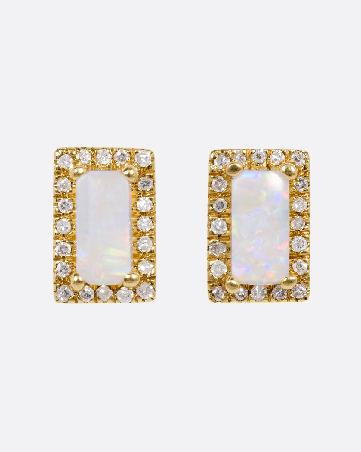 Opal and Diamond Stud Earrings
