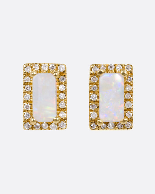 Opal and Diamond Stud Earrings