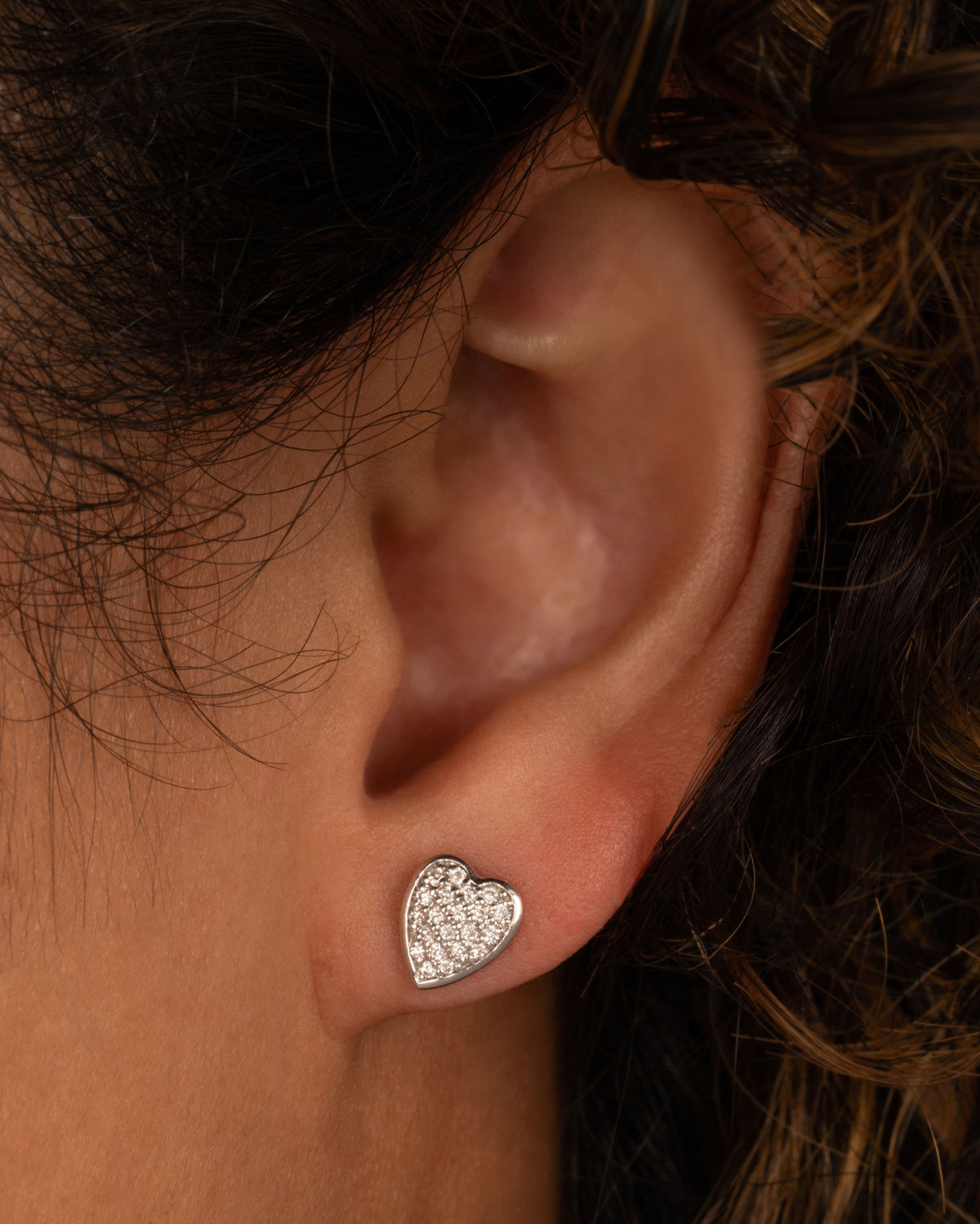 Diamond Heart Stud Earrings