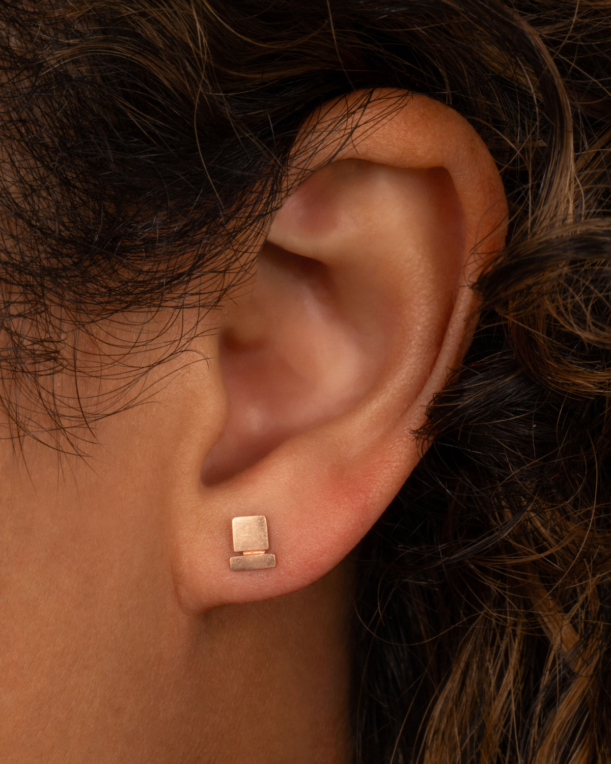 Rose Gold Square on a Bar Stud