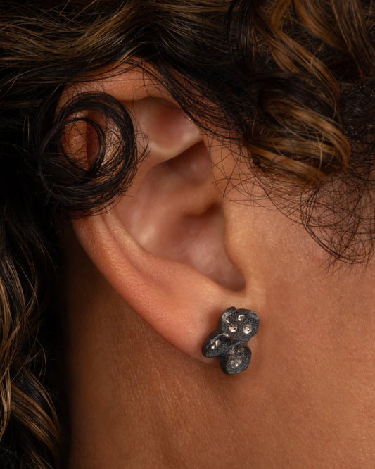 Diamond Cluster Stud Earrings