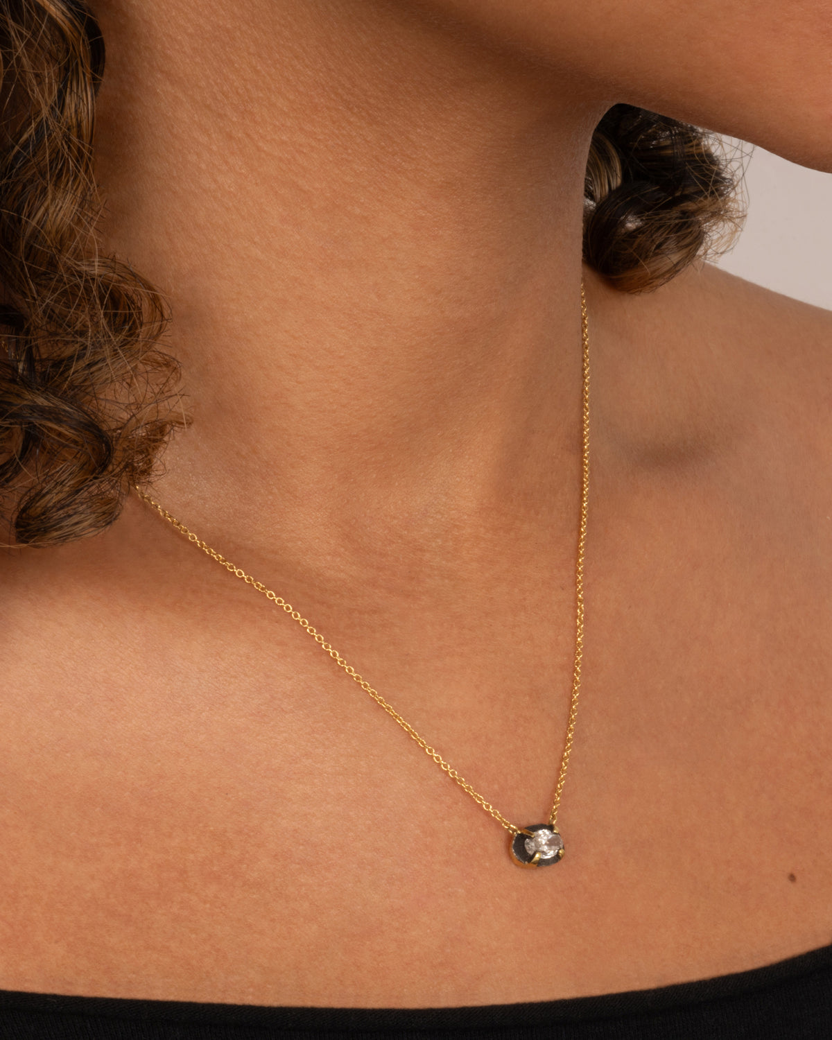 Mixed Metals Prong Set Diamond Necklace