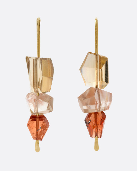 Sunstone and Hessonite Garnet Medium Hook Earrings