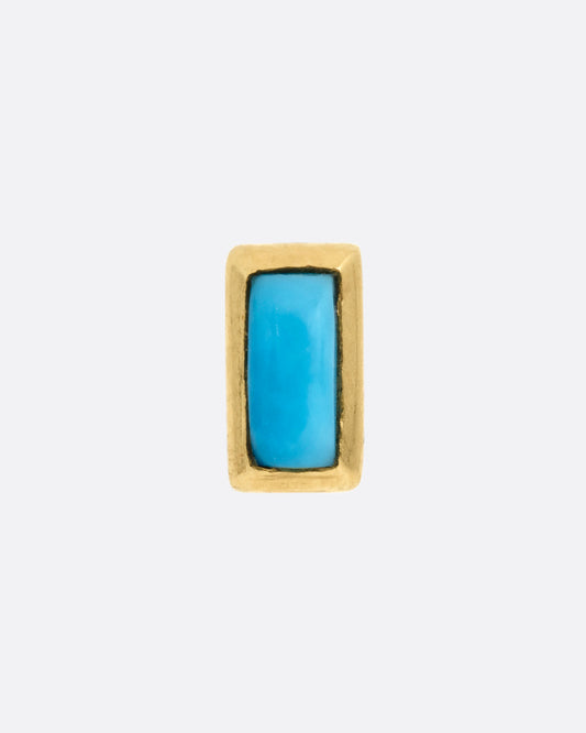 Mini Baguette Turquoise Stud Earring
