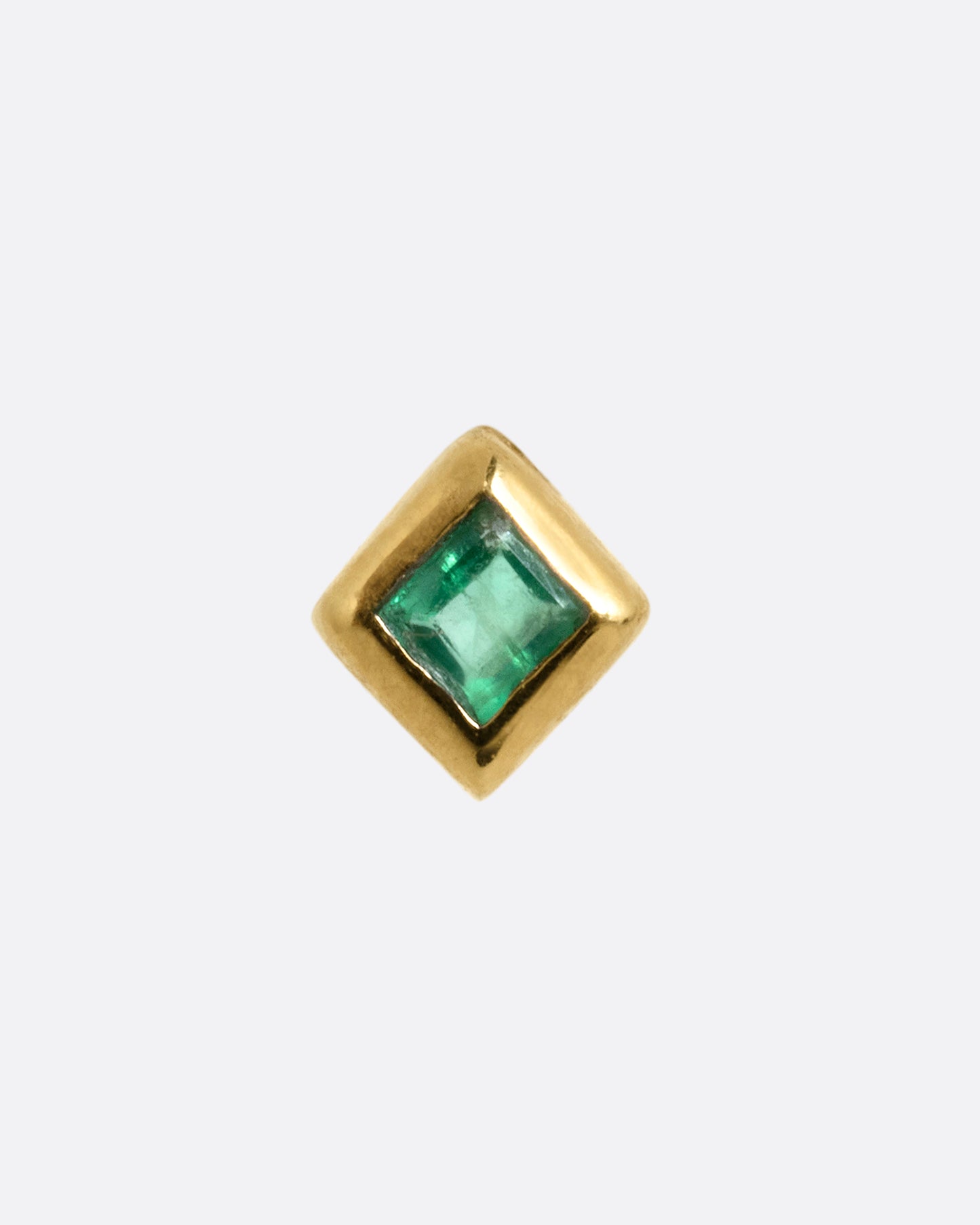 Mini Princess Cut Emerald Stud Earring