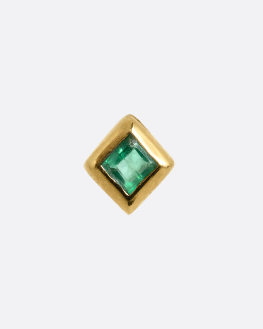 Mini Princess Cut Emerald Stud Earring