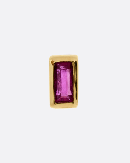 Mini Ruby Baguette Stud Earring