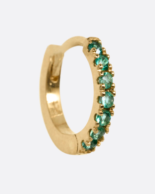 Pave Emerald Huggie Hoop