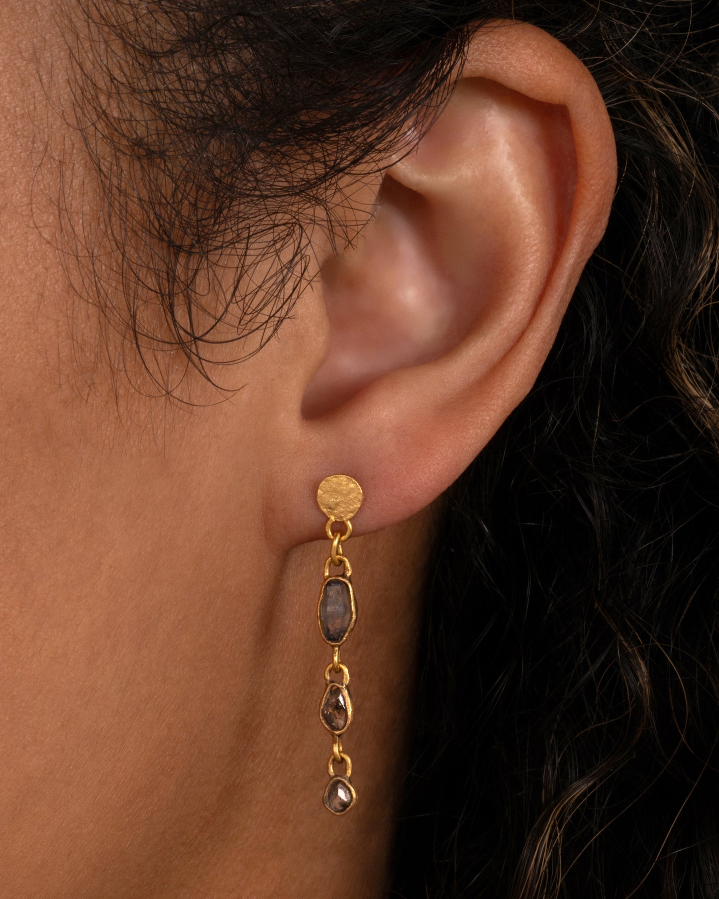 Diamond and Sapphire Drop Stud Earrings