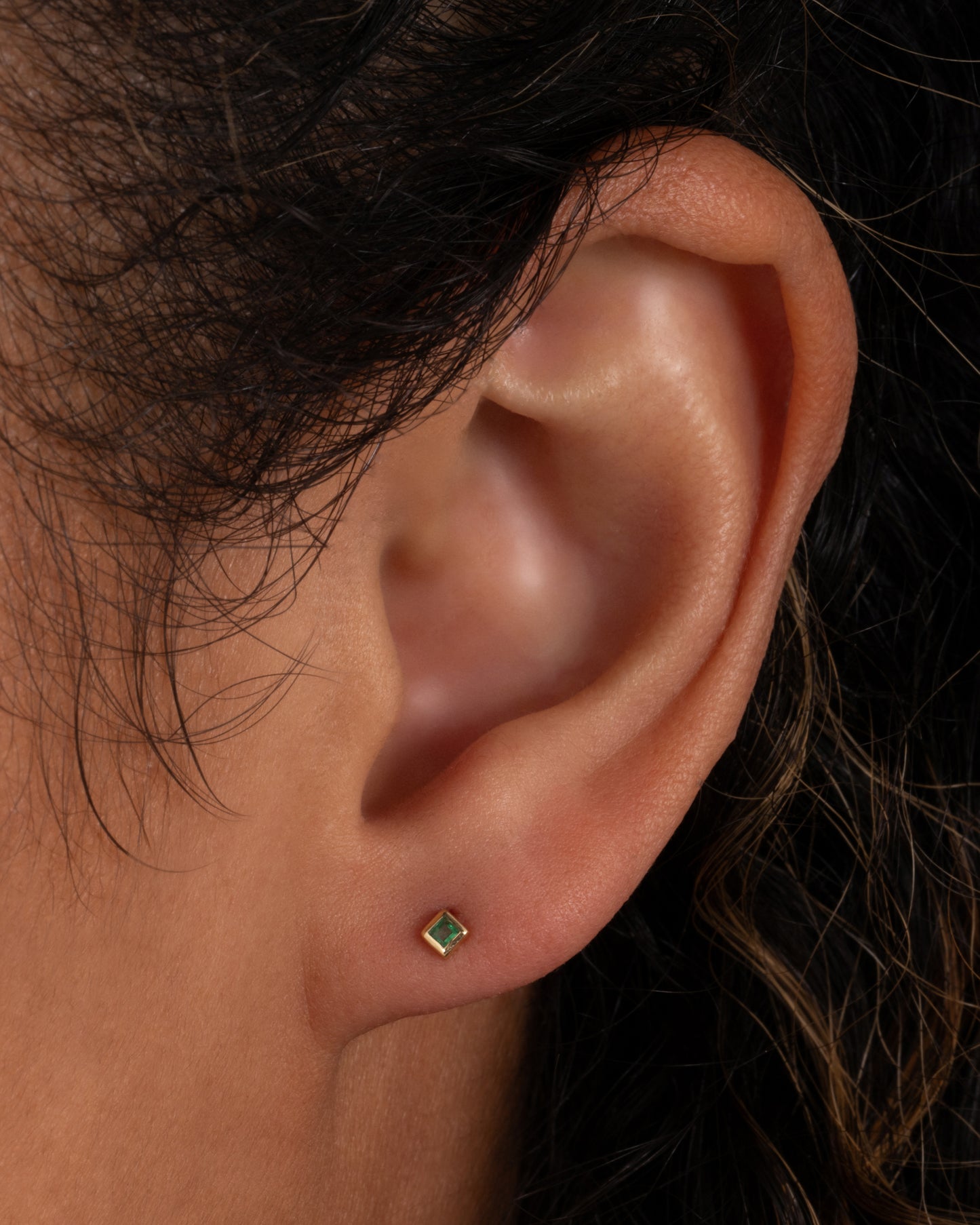 Mini Princess Cut Sapphire Stud Earring