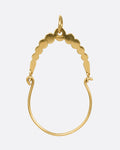 A yellow gold bubbly arching charm holder, shown from the front.