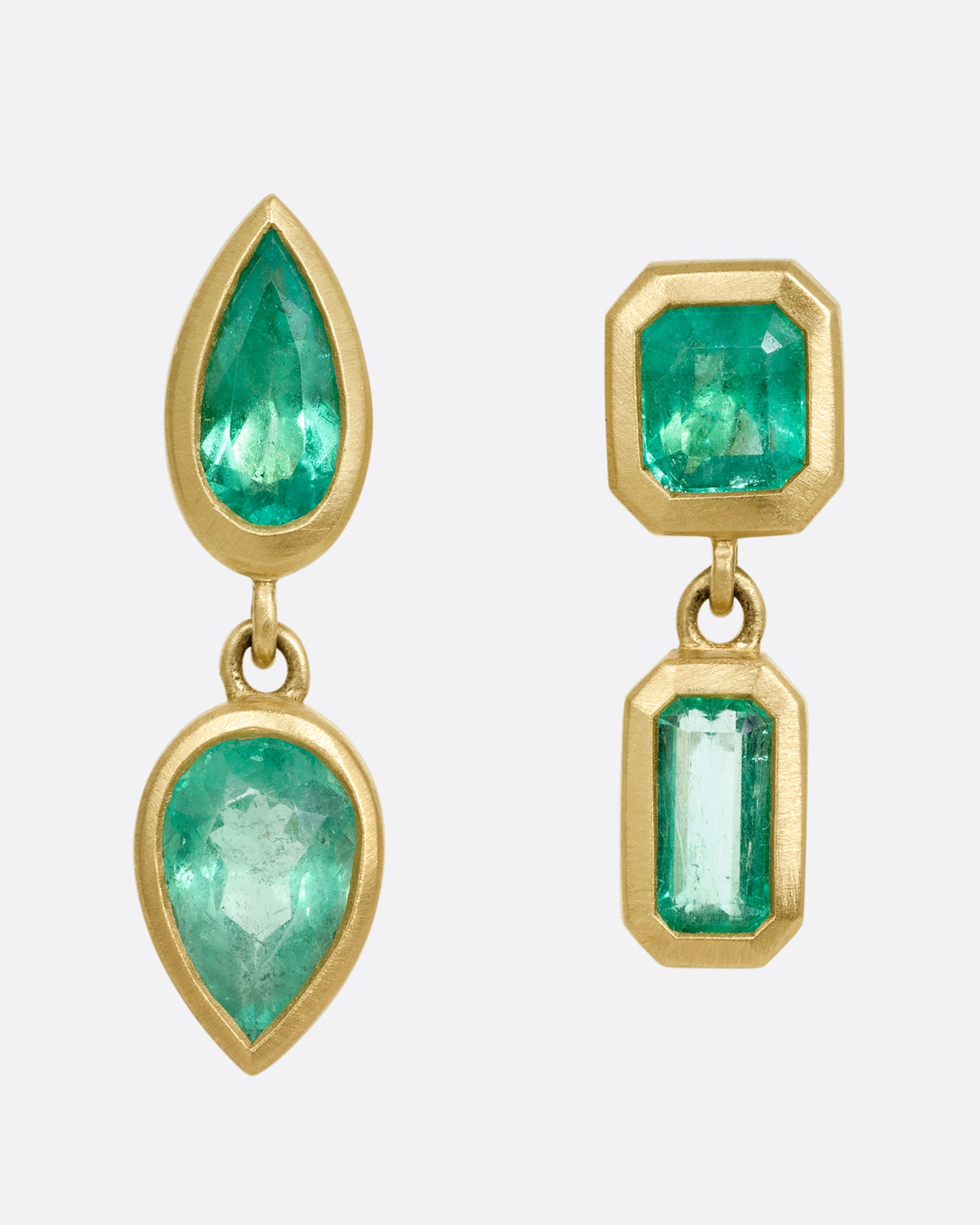 Double Drop Pear Shaped Emerald Earring