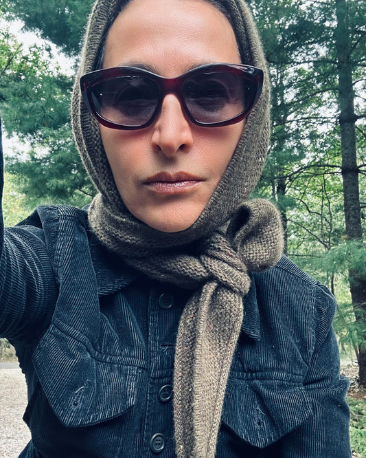 Green Cashmere Hooded Scarf