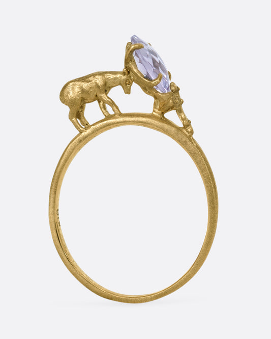 Pink Tourmaline Deer Ring