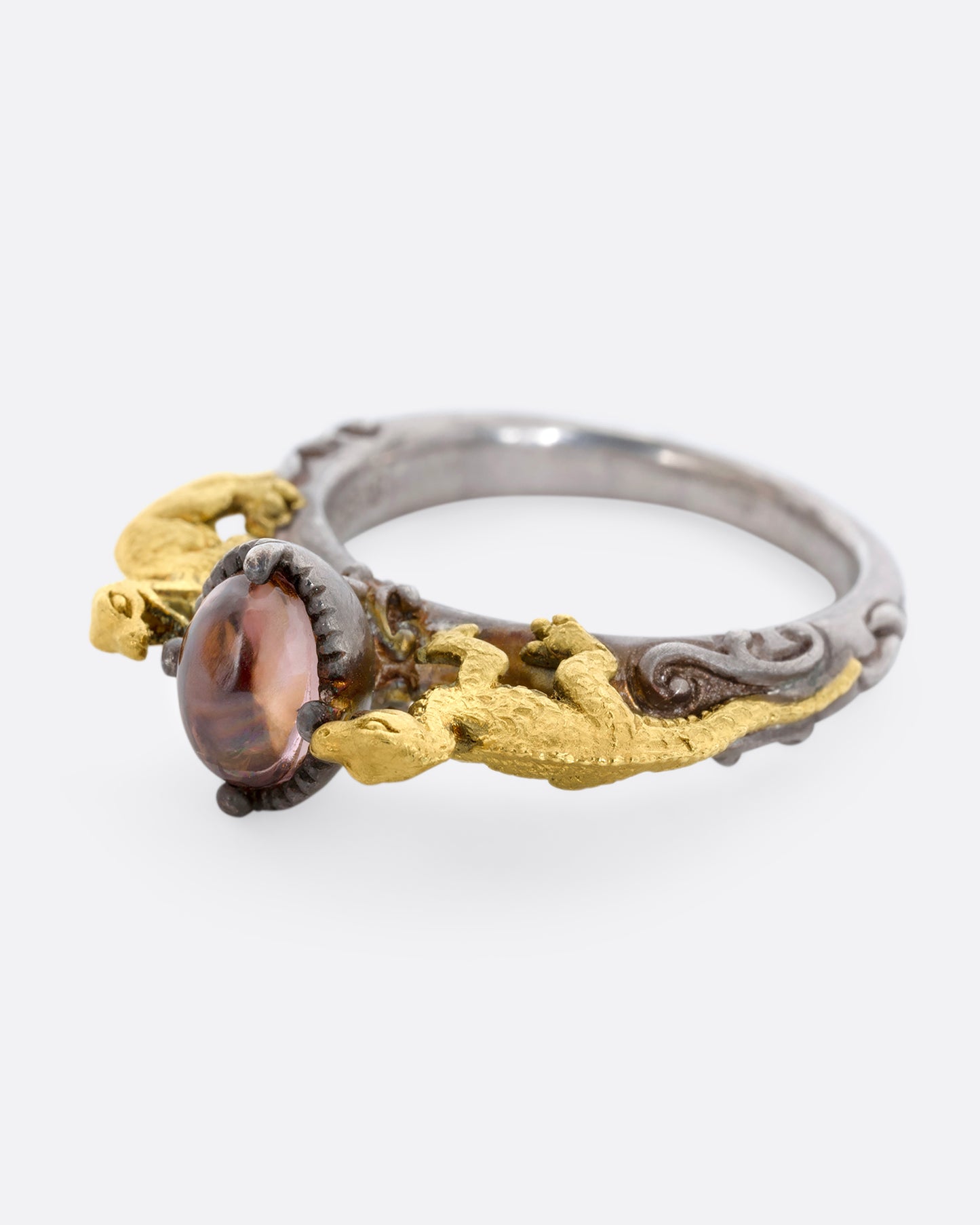 Yellow Tourmaline Dragon Ring