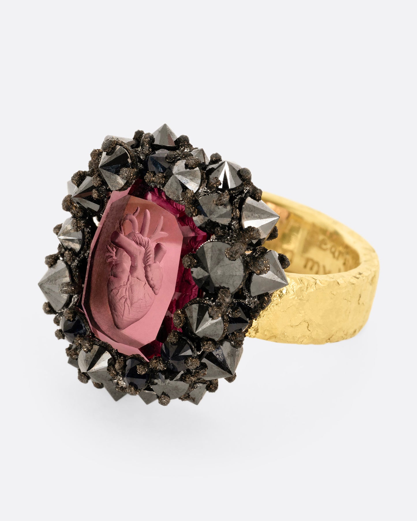 Garnet Heart Intaglio Ring