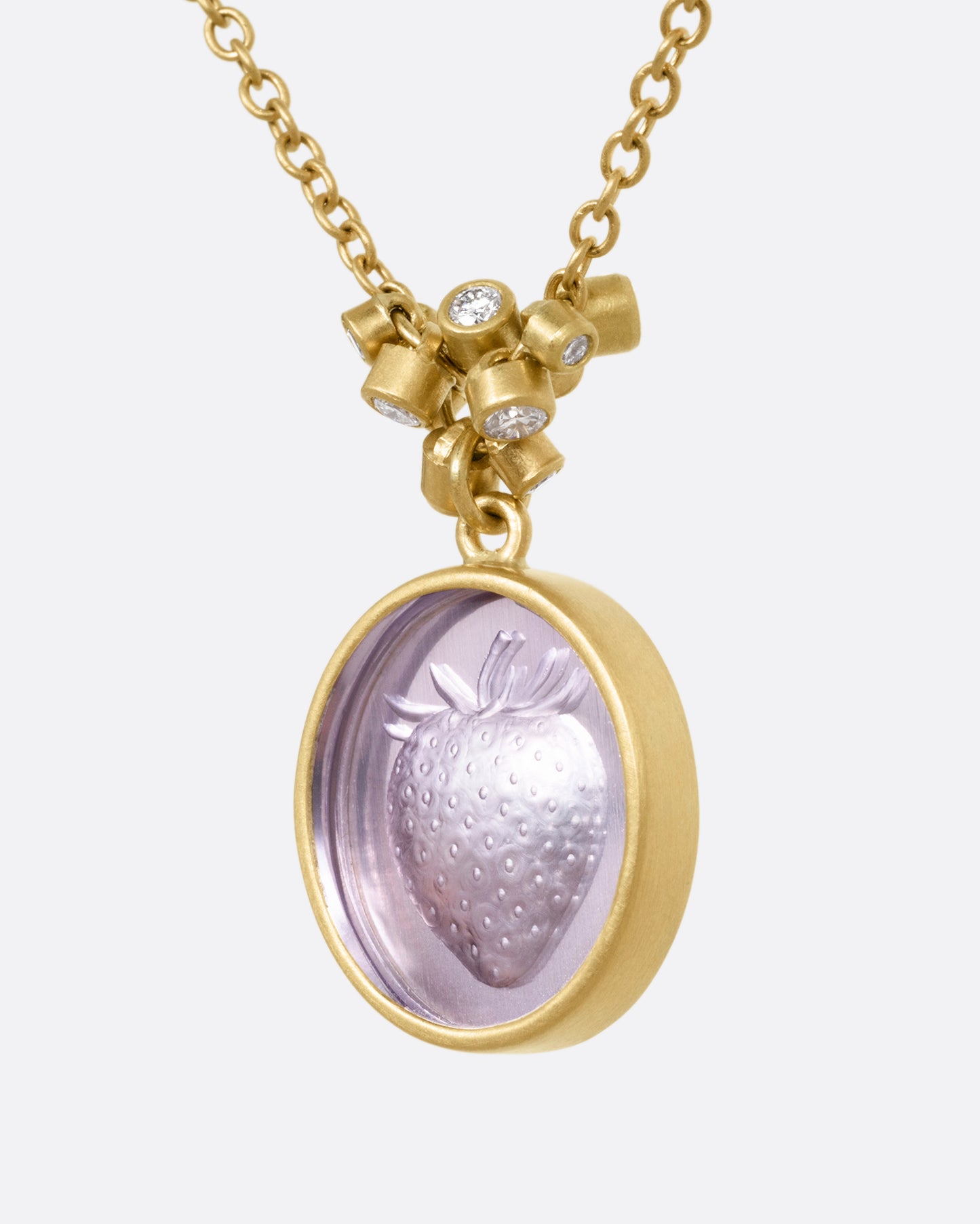 Amethyst Strawberry Intaglio Pendant Necklace