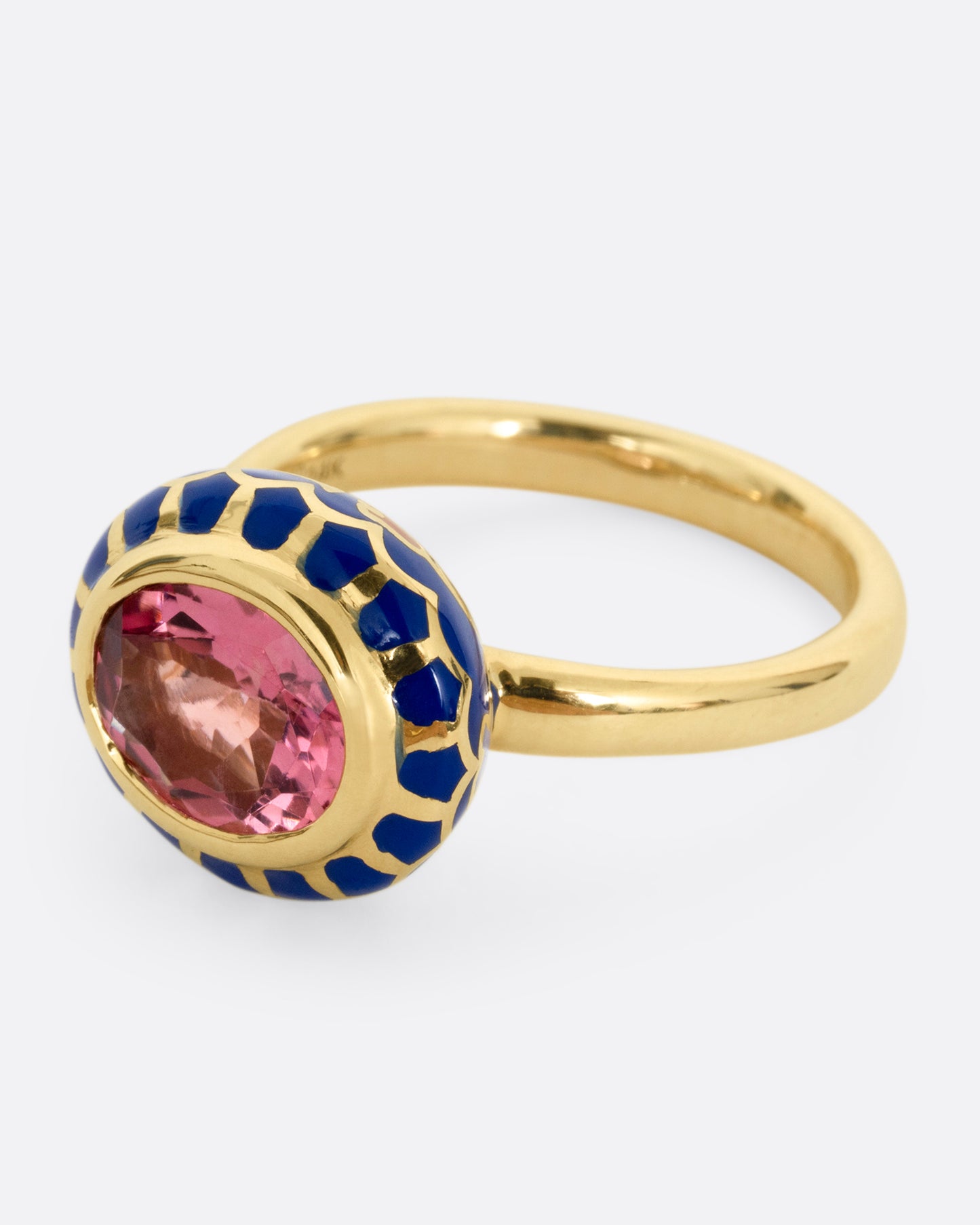 Tourmaline and Enamel Floral Ring