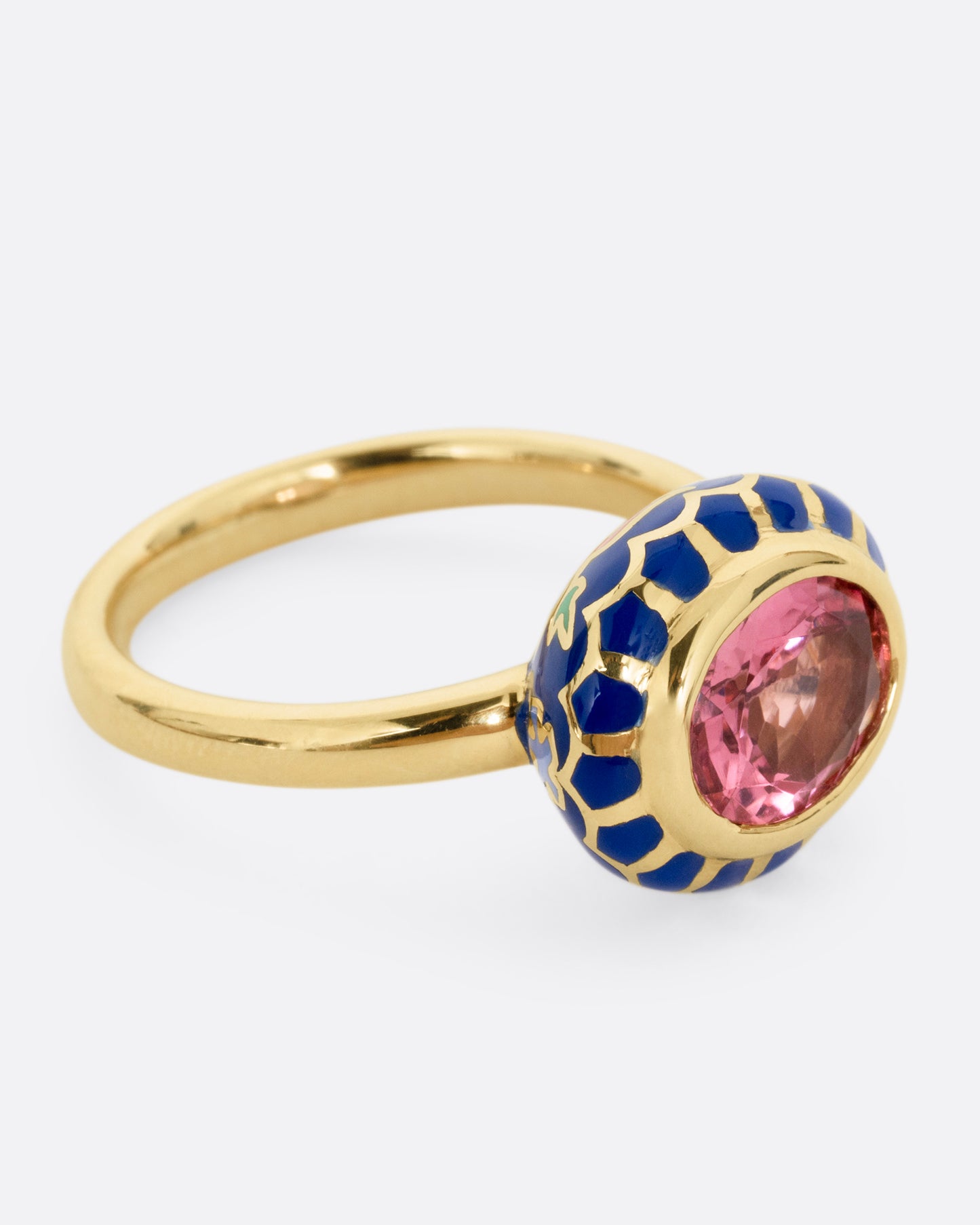 Tourmaline and Enamel Floral Ring