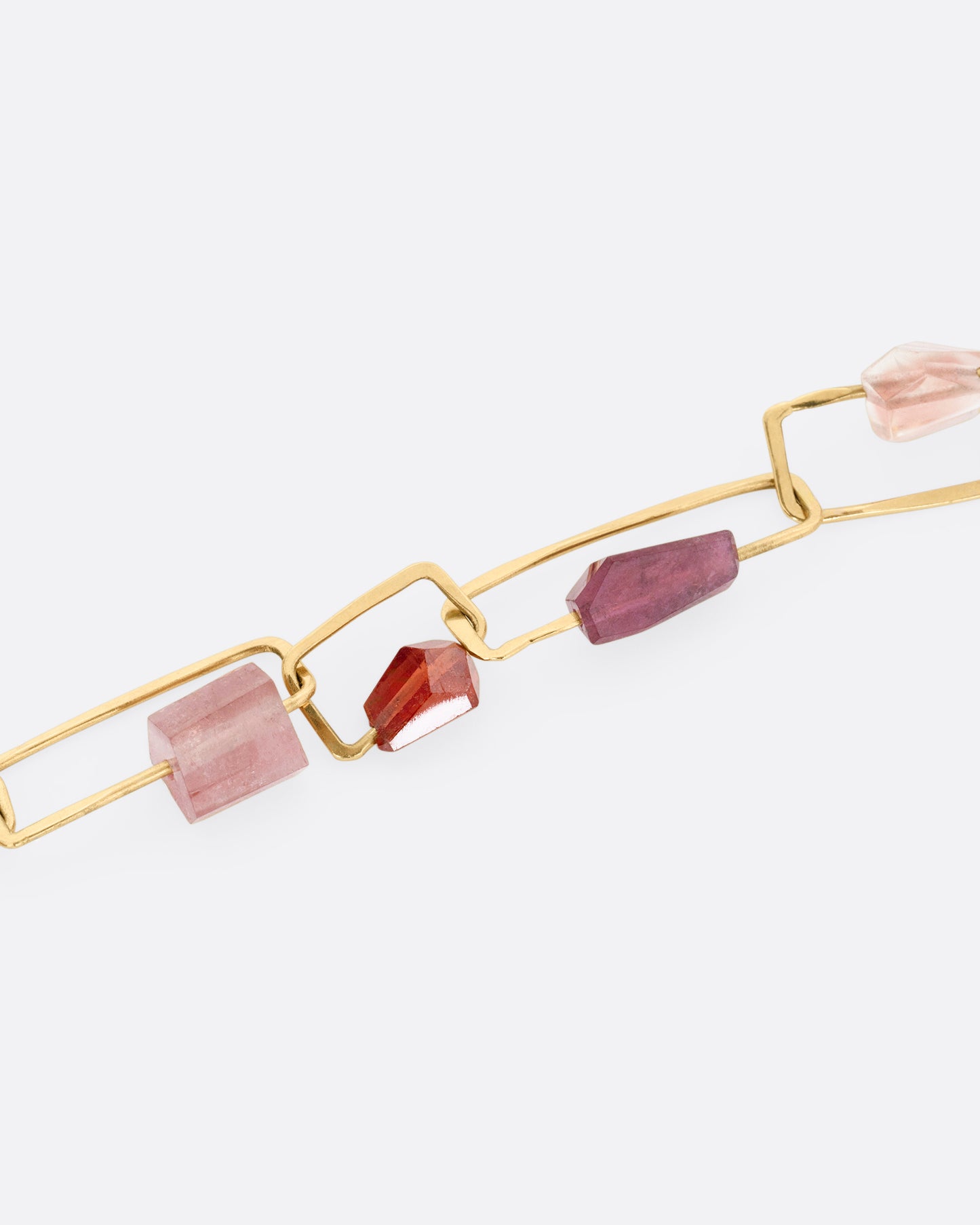 Tourmaline, Garnet, and Sunstone Paperclip Chain Necklace