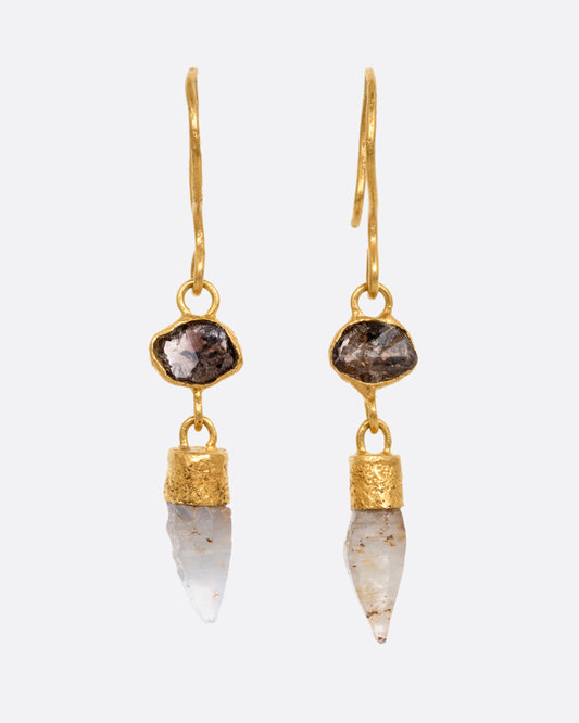 Diamond and Sapphire Drop Earrings