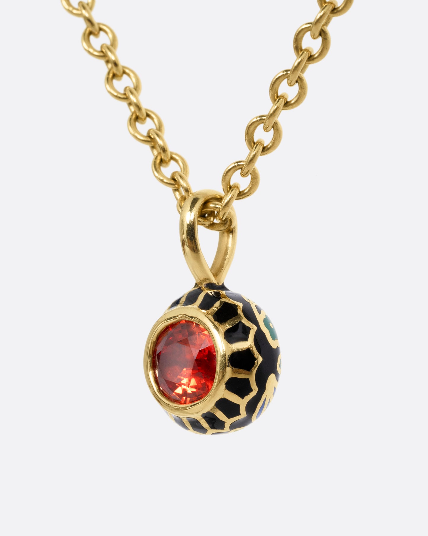 Sapphire and Enamel Pendant Necklace