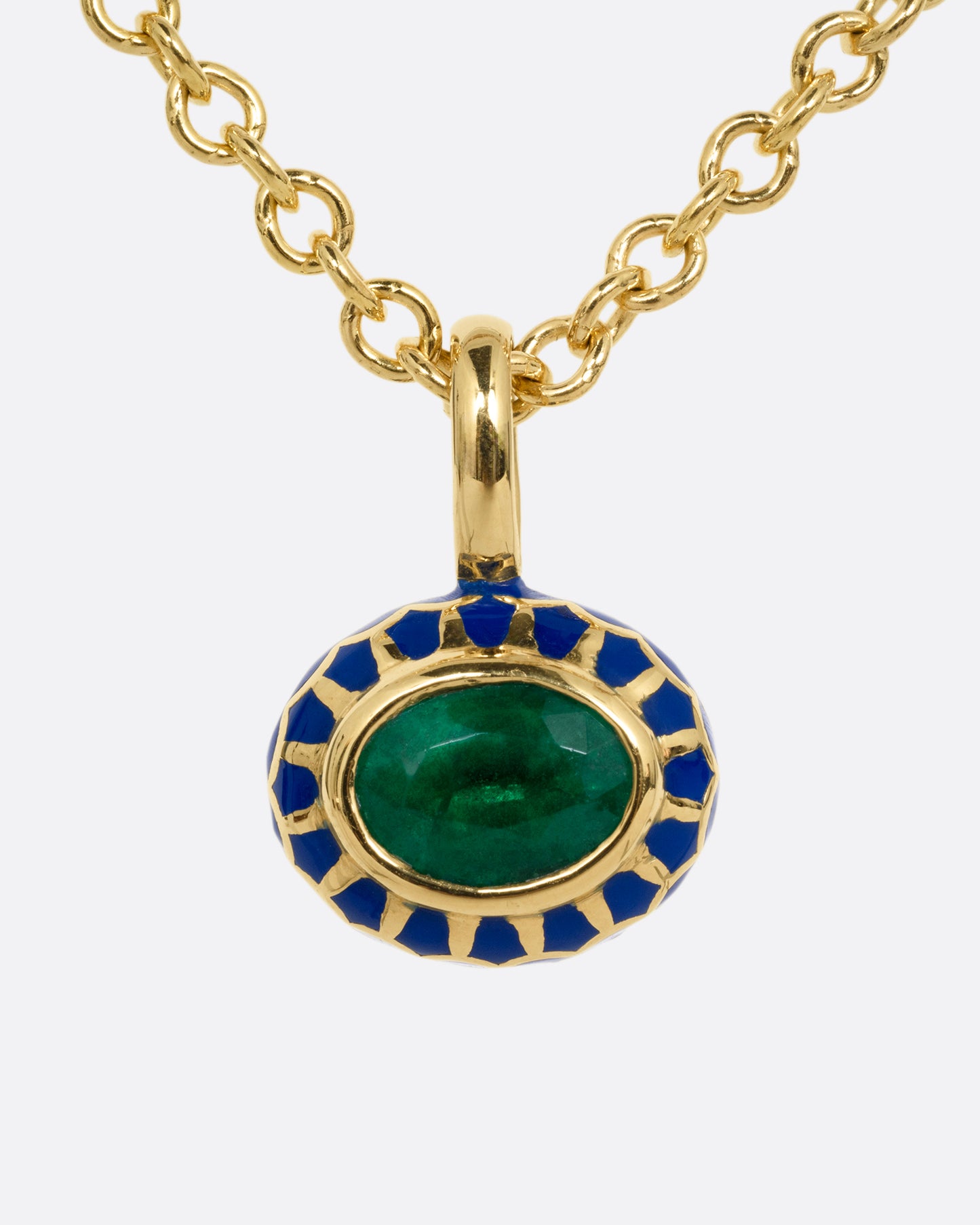 Emerald and Enamel Pendant Necklace