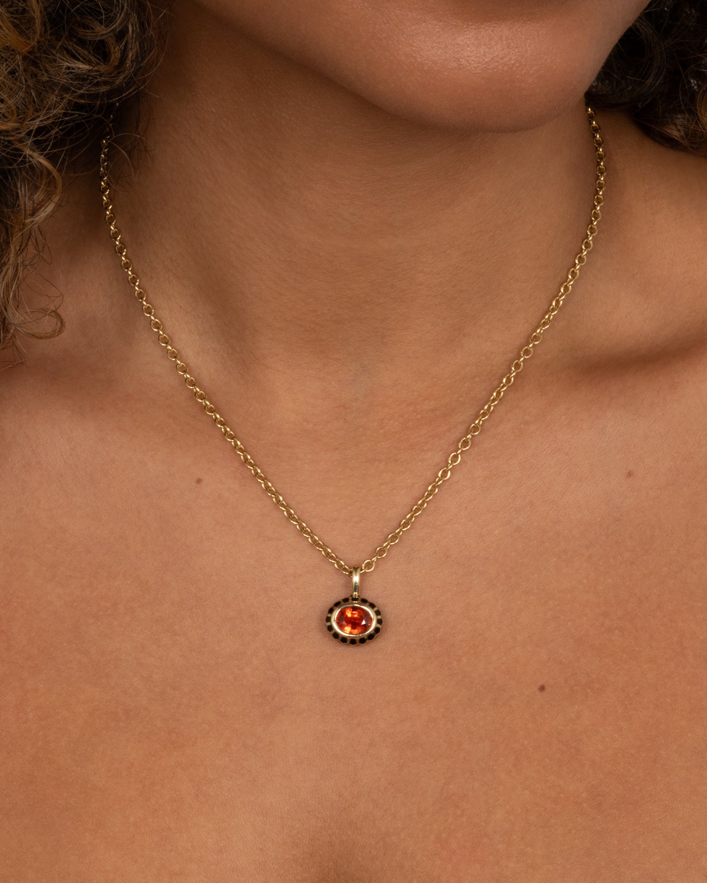 Sapphire and Enamel Pendant Necklace