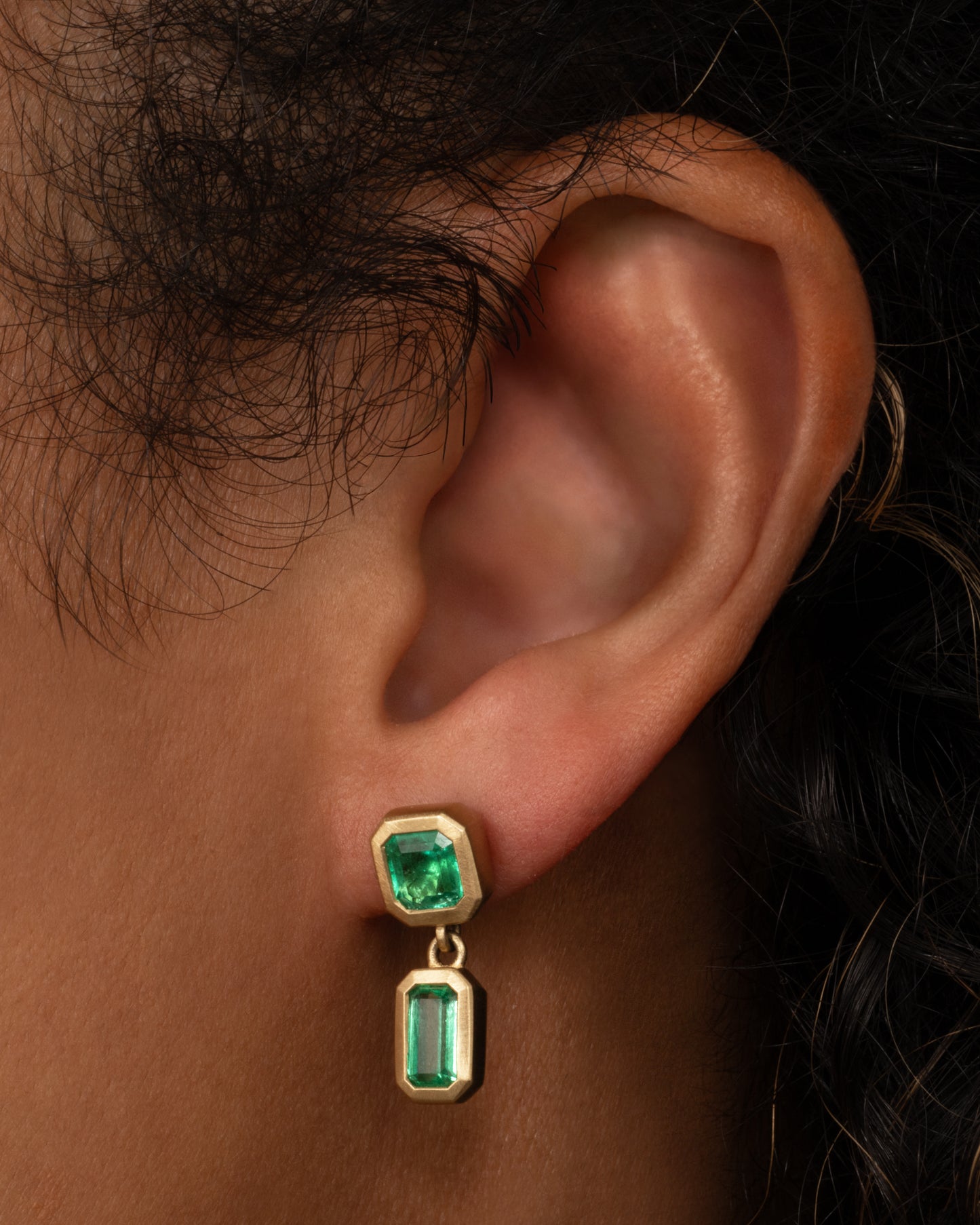 Double Drop Emerald Earring