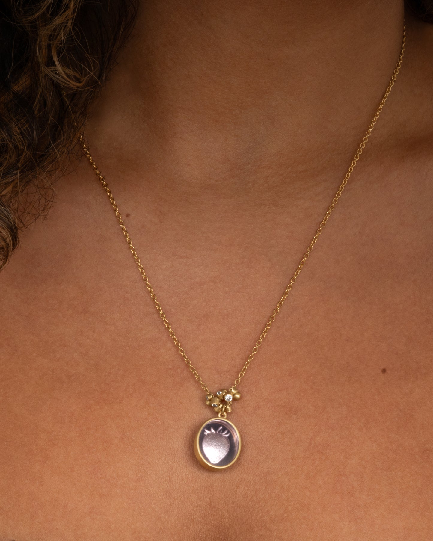 Amethyst Strawberry Intaglio Pendant Necklace