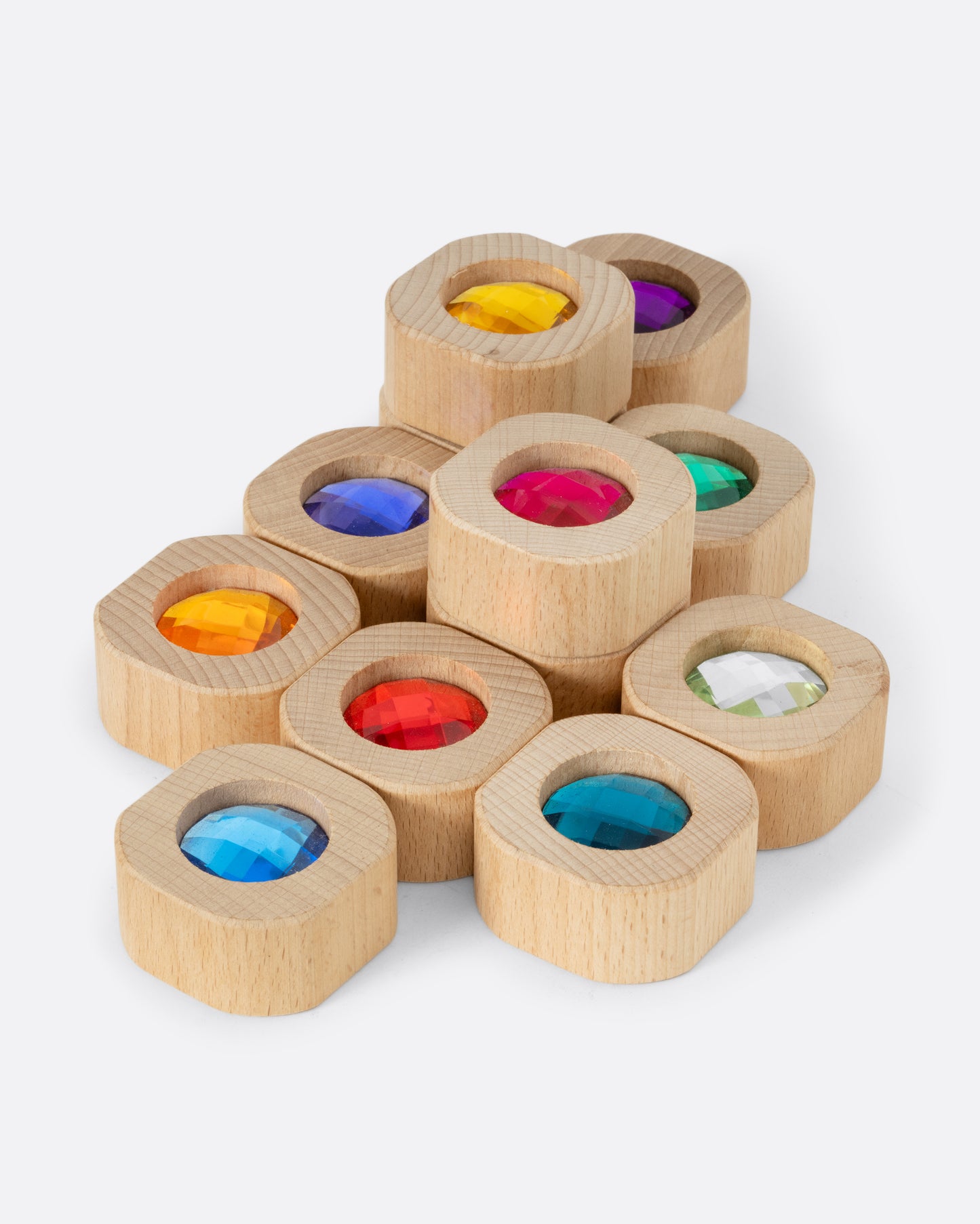 Multicolor set of beechwood blocks.