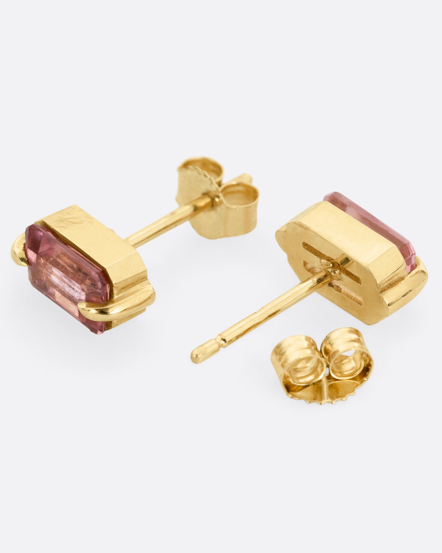 Pink Tourmaline Stud Earrings