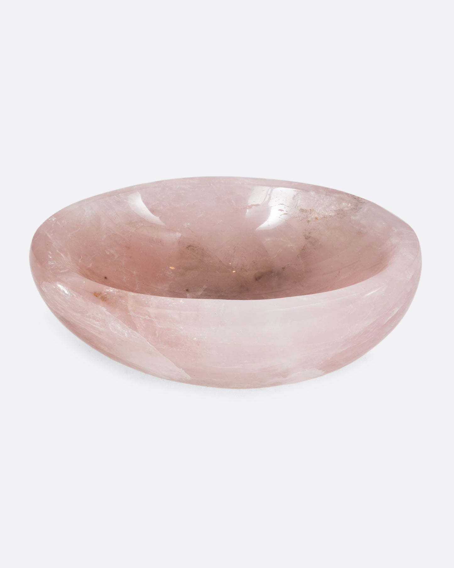 A rose quartz bowl, shown from the front.