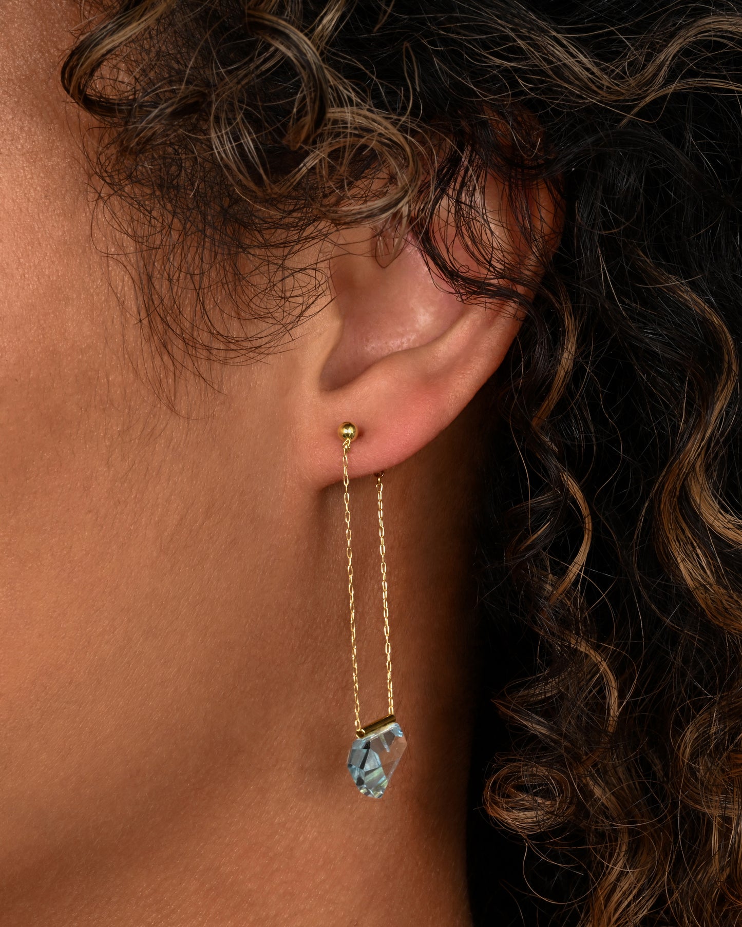 Blue Topaz Chain Drop Earrings