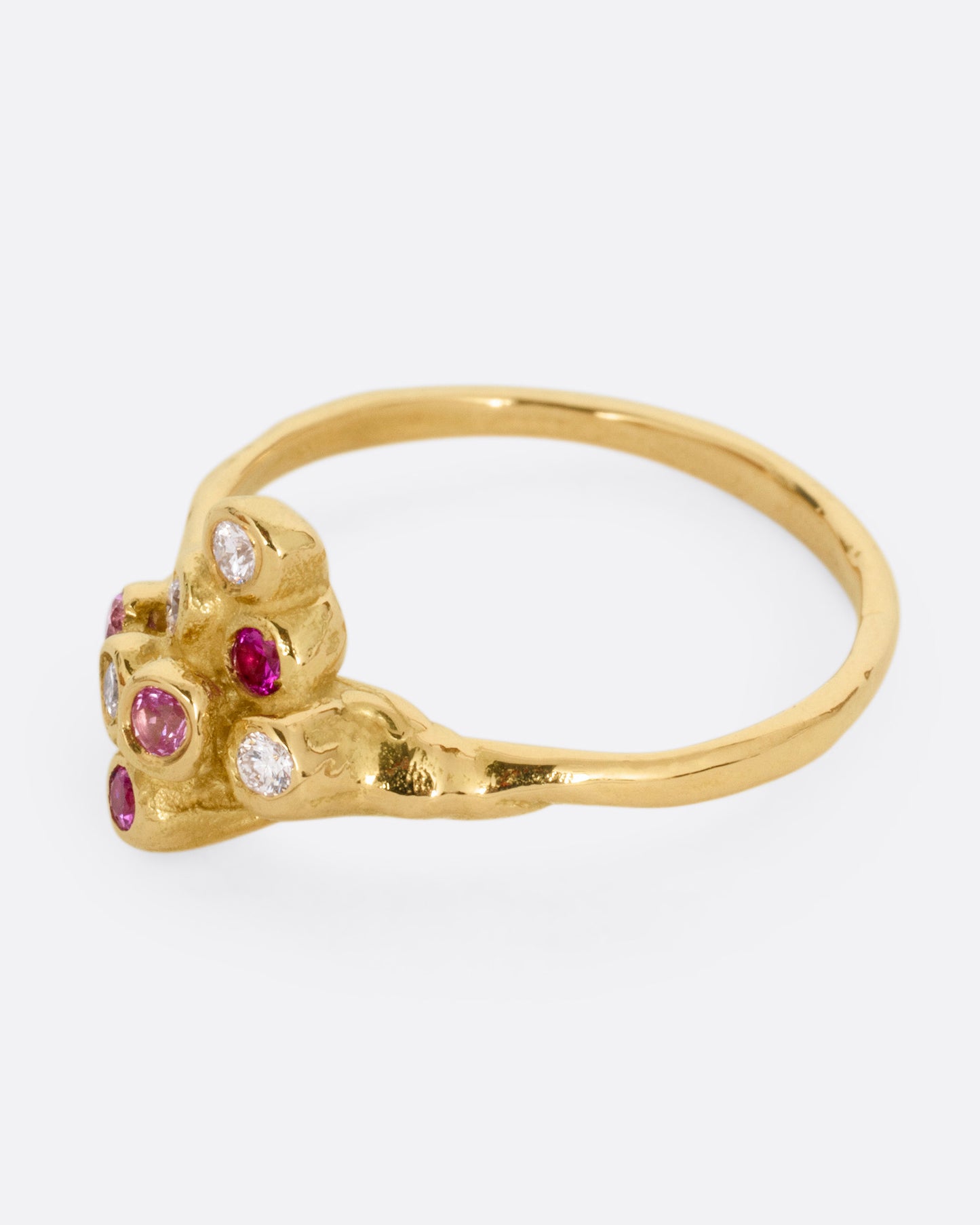 Diamond, Ruby, and Pink Sapphire Celestial Ring