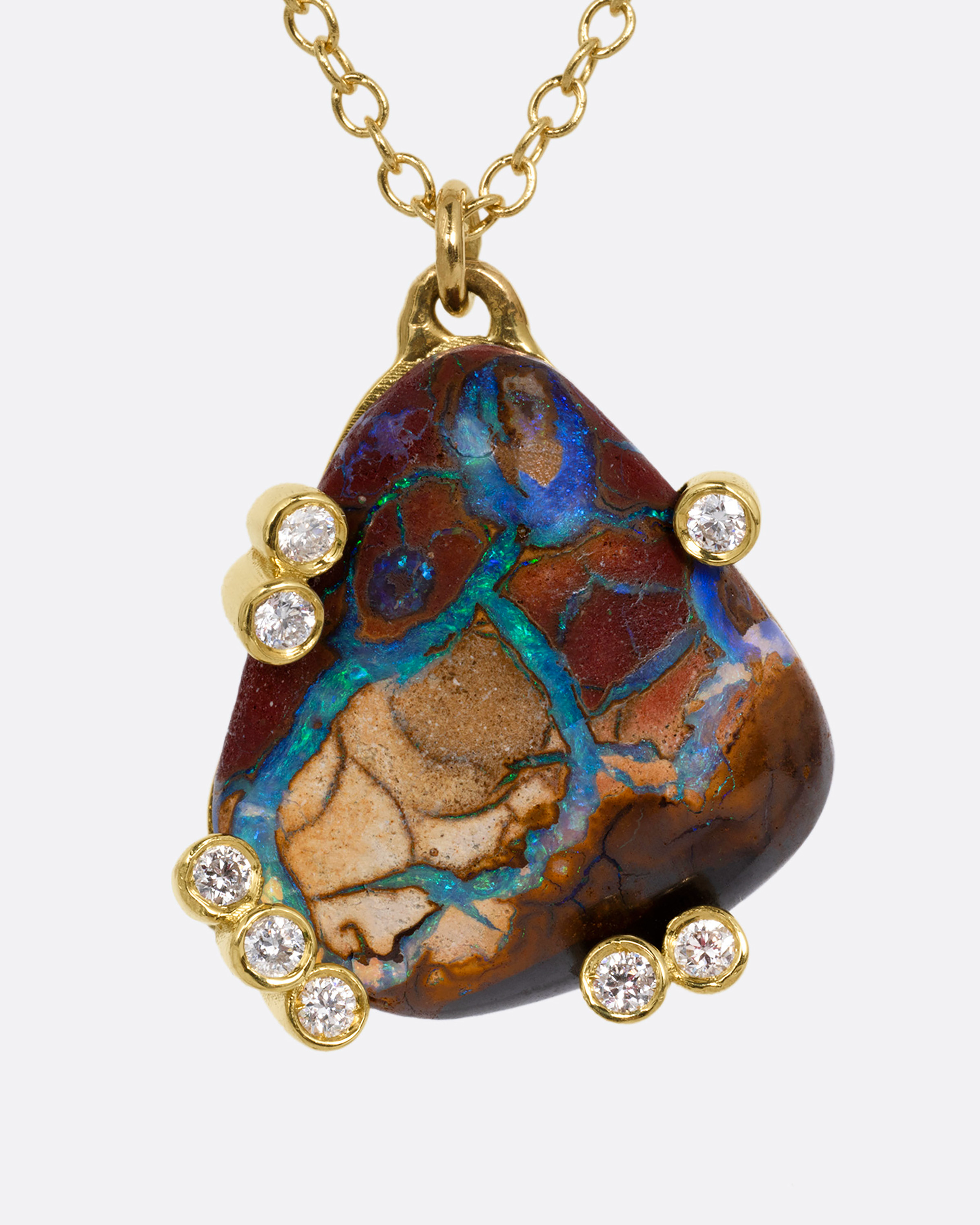 diamond and boulder opal necklace