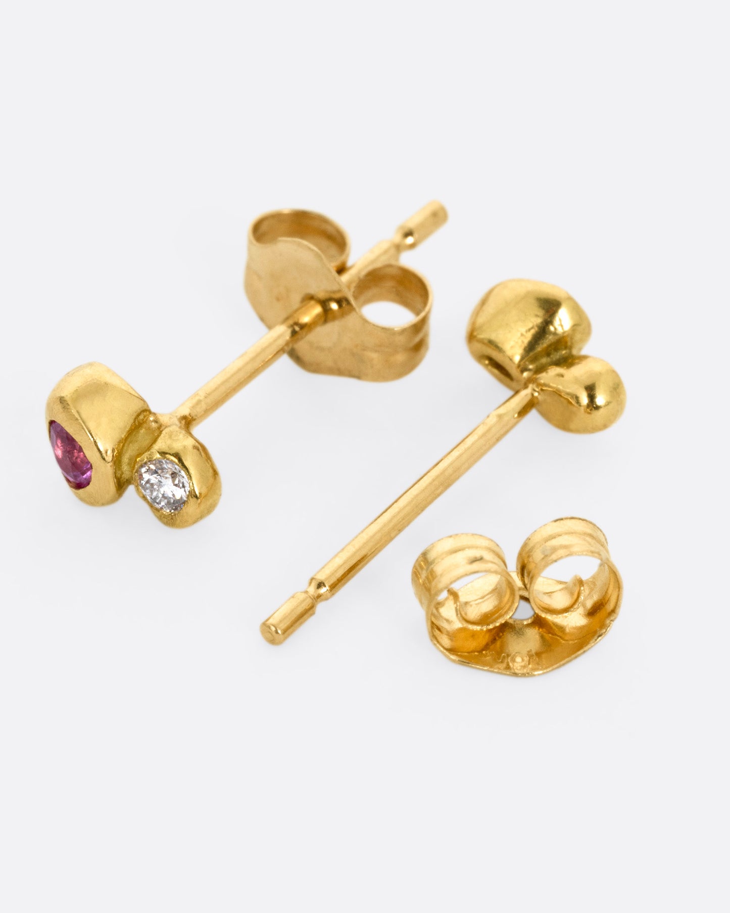 Diamond and Ruby Bubble Stud Earrings