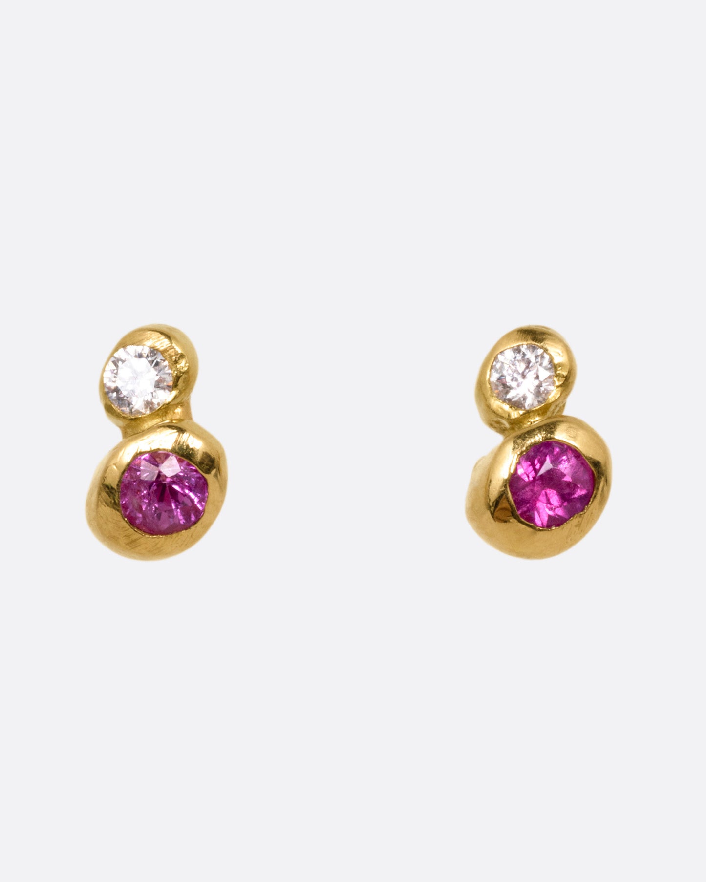 Diamond and Ruby Bubble Stud Earrings